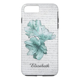 Capa iPhone 8 Plus/7 Plus Love Letter Mint Illustrated Flor Personalizar Nom