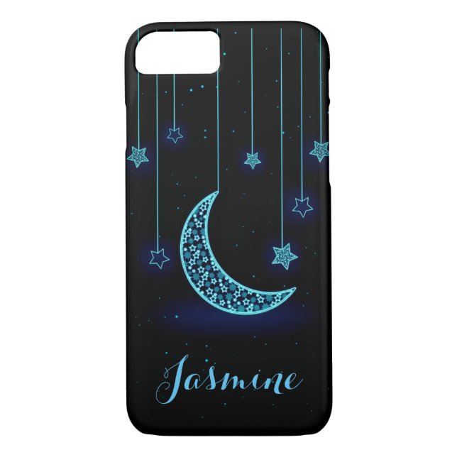 Capa Para iPhone, Case-Mate Lua azul e estrelas modernas (Verso)