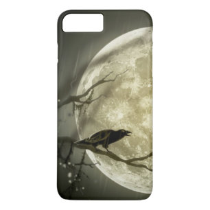 Capa iPhone 8 Plus/7 Plus Lua cheia gótico com um corvo em uma árvore