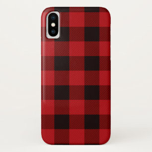 Capa Para iPhone X Lumberjack Country Natal xadrez de búfalos vermelh