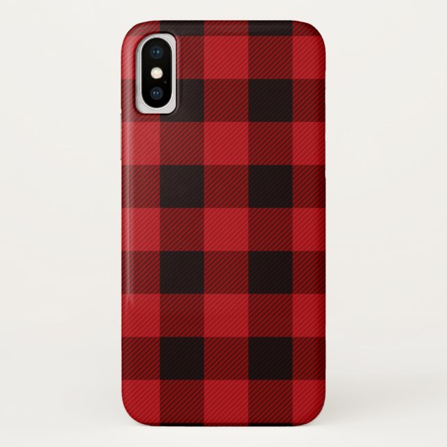 Capa Para iPhone, Case-Mate Lumberjack Country Natal xadrez de búfalos vermelh (Verso)