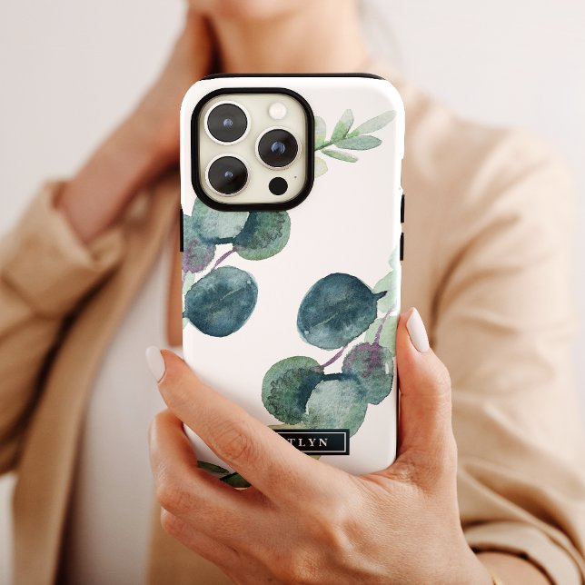 Capa Para iPhone, Case-Mate Lush Greenery e Eucalyptus Nome Personalizado (Criador carregado)