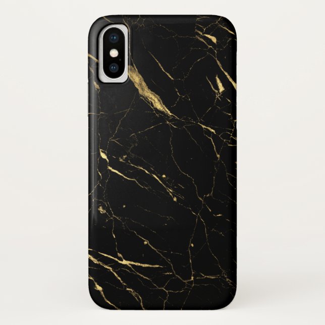 Capa Para iPhone, Case-Mate Luxe Black e Dourado Marble (Verso)