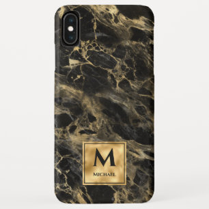 Capa Para iPhone Da Case-Mate Luxo Elegante do Monograma de Mármore Preto e Dou