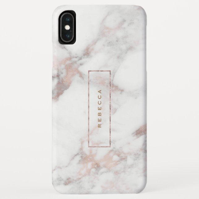 Capa Para iPhone, Case-Mate Luxury Faux Marble Rosa Monograma de Acentos Doura (Verso)