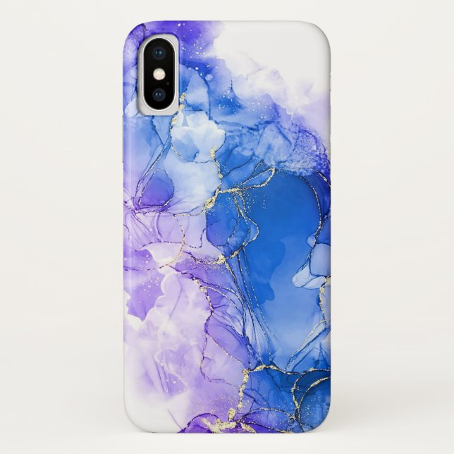 Capa Para iPhone, Case-Mate Luxury Marble Blue Silver Glitter (Verso)