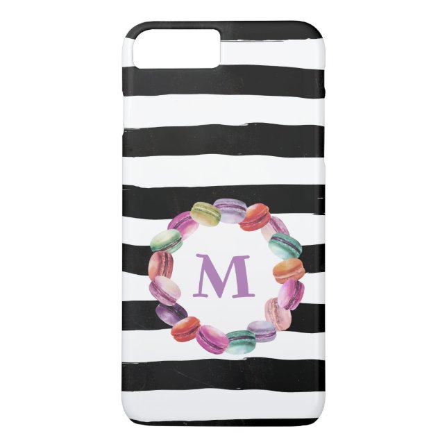 Capa Para iPhone, Case-Mate Macarões Verso Monograma Black White Stripes (Verso)