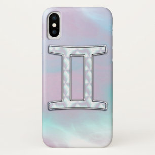 Capa Para iPhone X Mãe de Pearl Gemini Símbolo Zodíaco