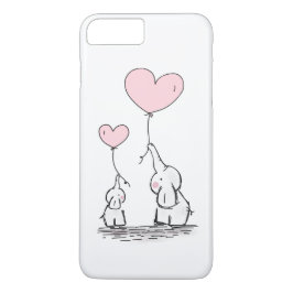 Capa iPhone 8 Plus/7 Plus Mãe e Elefante Bebê com Balões