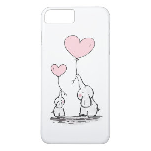 Capa iPhone 8 Plus/7 Plus Mãe e Elefante Bebê com Balões