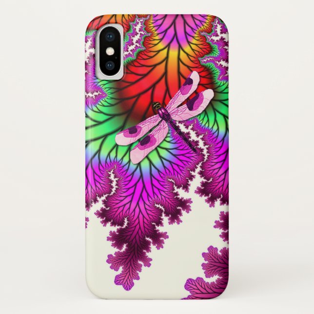 Capa Para iPhone, Case-Mate Magenta Dragonfly iPhone X Case (Verso)