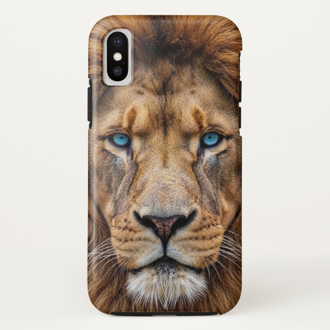 Capa Para iPhone, Case-Mate Majestic Lion Face with Blue Eyes | Wildlife Anima (Verso)