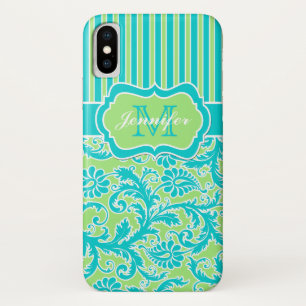 Capa Para iPhone Da Case-Mate Mala X Azul, Verde, Damask iPhone com Striped Bran