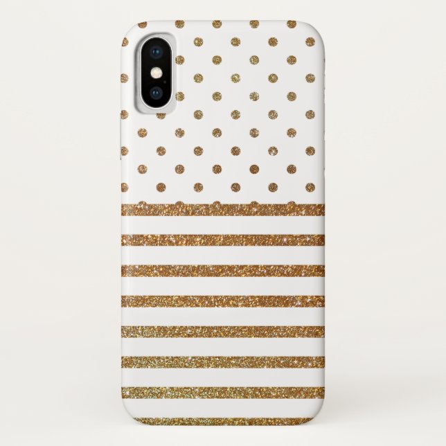 Capa Para iPhone, Case-Mate Maleta branca e Dourada do iPhone X (Verso)