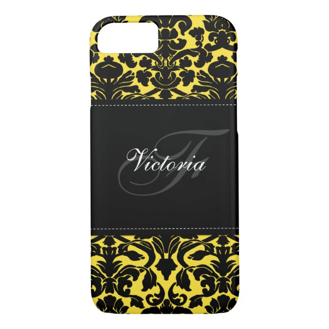 Capa Para iPhone, Case-Mate Maleta iPhone 7 de preto e amarelo monograma (Verso)