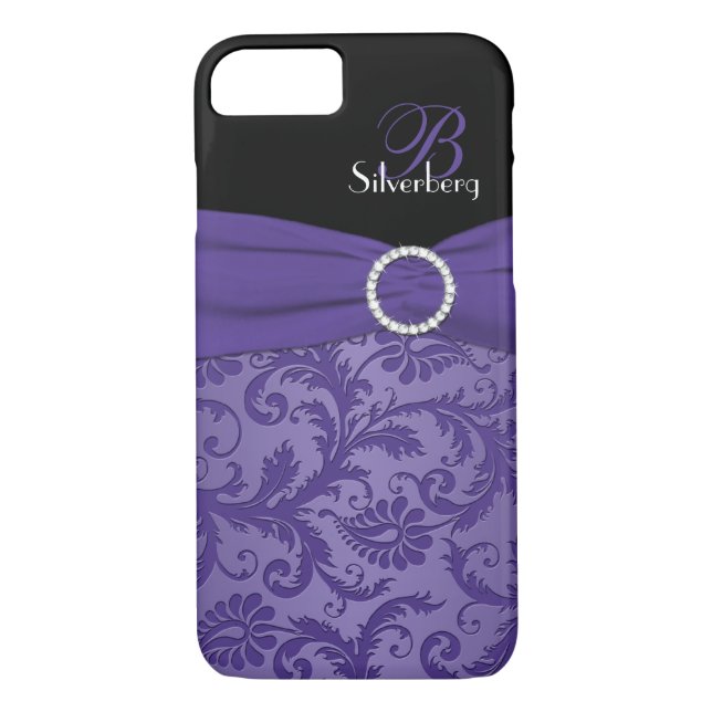 Capa Para iPhone, Case-Mate Maleta iPhone 7 Roxo e Preto do Monograma (Verso)