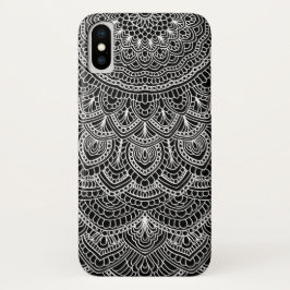 Capa Para iPhone X Mandala preto e branco