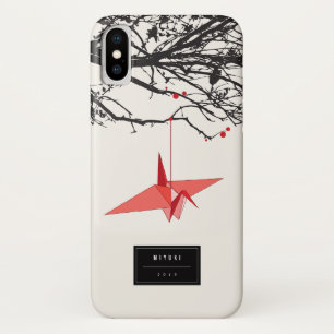 Capa Para iPhone X Manipulação De Origami Red Paper Cranes Branches Z