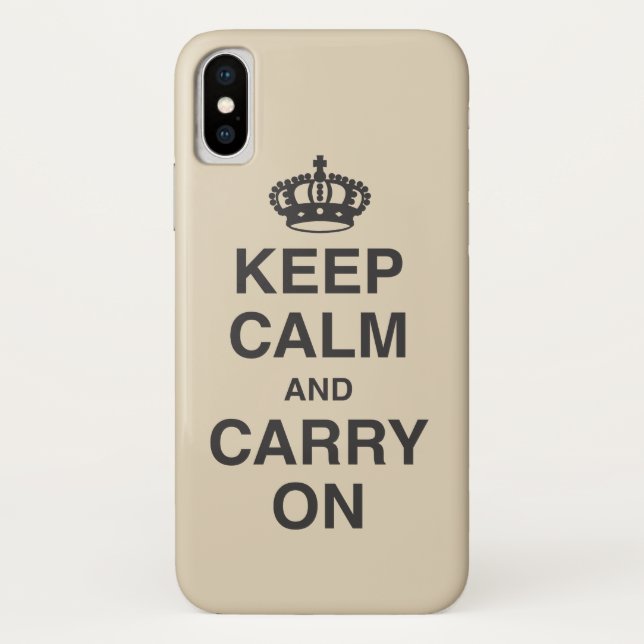 Capa Para iPhone, Case-Mate MANTENHA A CALMA E SE MANTENHA EM bege (Verso)