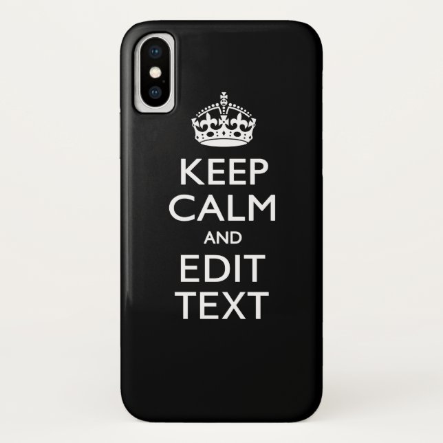 Capa Para iPhone, Case-Mate MANTENHA CALMA E seu texto em preto sólido (Verso)