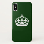 Capa Para iPhone X Manter CALM CROWN na Floresta Verde Personalizar I<br><div class="desc">Um design de coroa estilo Manter Calmo em uma decoração verde de sotaque de floresta sólida que você pode personalizar se desejar com algum texto. Use o link "Perguntar a este Designer" para entrar em contato conosco com suas solicitações especiais de design ou para obter assistência com suas necessidades de...</div>