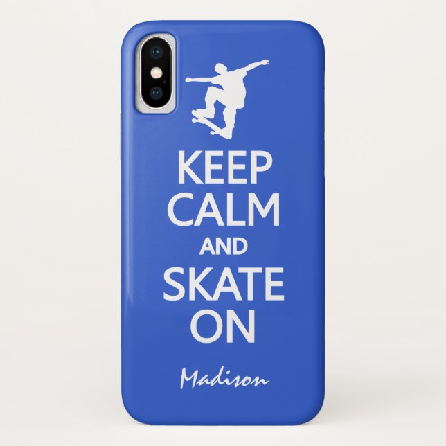 Capa Para iPhone, Case-Mate Manter Calmo e Skate em nomes personalizados e cap (Verso)