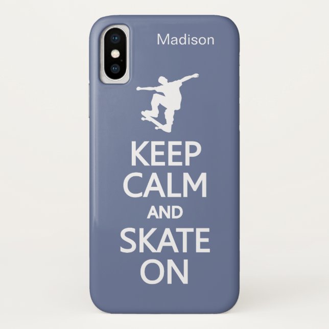 Capa Para iPhone, Case-Mate Manter Calmo e Skate em nomes personalizados e cap (Verso)