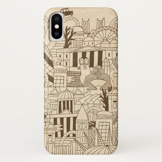 Capa Para iPhone, Case-Mate Mão de Londres tirada no papel velho (Verso)