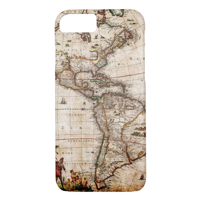 Capa Para iPhone, Case-Mate Mapa Antigo do Continente Americano (Verso)