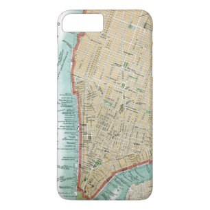 Capa iPhone 8 Plus/7 Plus Mapa antigo do Lower Manhattan e do Central Park