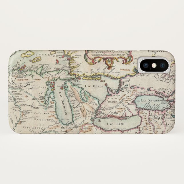 Capa Para iPhone, Case-Mate Mapa antigo dos grandes lagos (Verso (Horizontal))