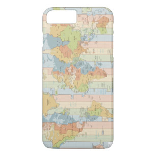 Capa iPhone 8 Plus/7 Plus Mapa Colorido de Fusos Horários do Viajante Mundi