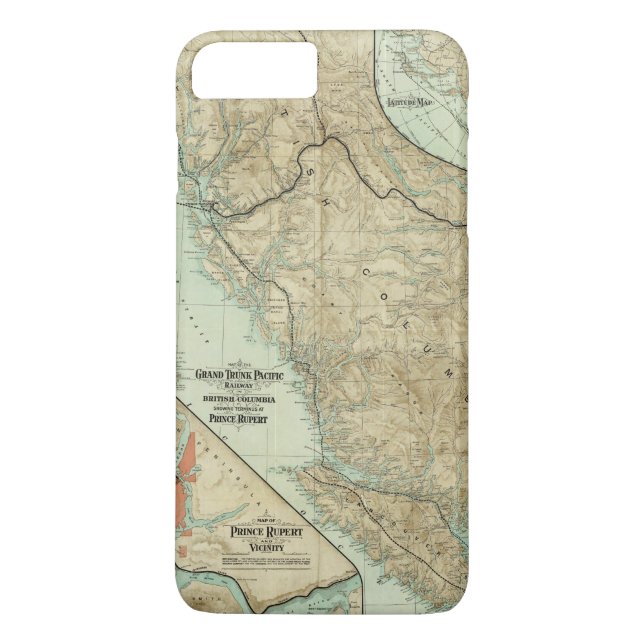 Capa Para iPhone, Case-Mate Mapa da estrada de ferro grande do Pacífico do (Verso)