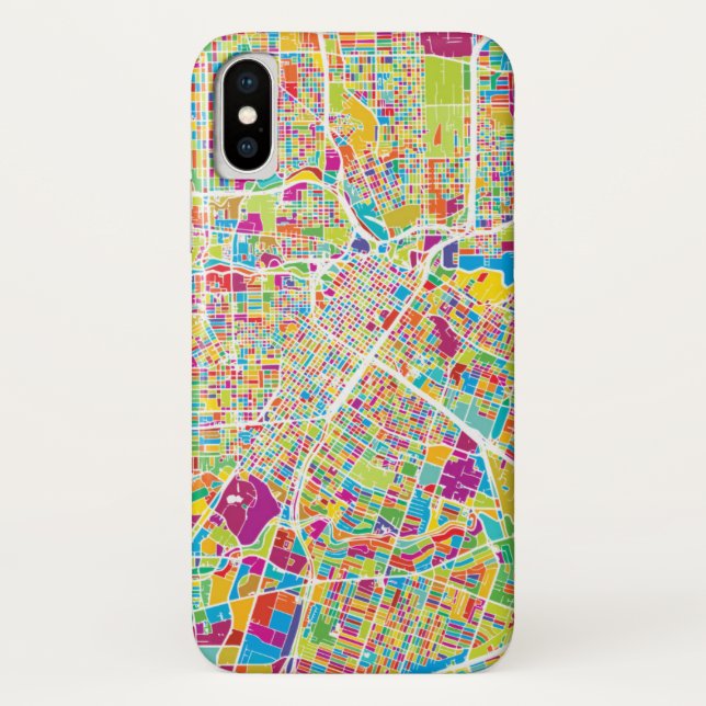 Capa Para iPhone, Case-Mate Mapa de néon de Houston, Texas | (Verso)