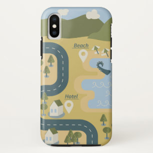 Capa Para iPhone Da Case-Mate mapa de viagem de férias do cenário de cartoon na 