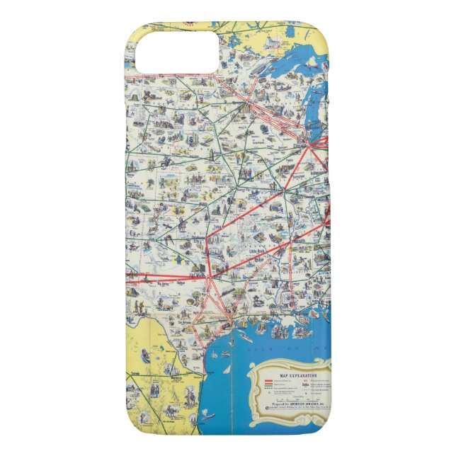 Capa Para iPhone, Case-Mate Mapa do sistema de American Airlines (Verso)