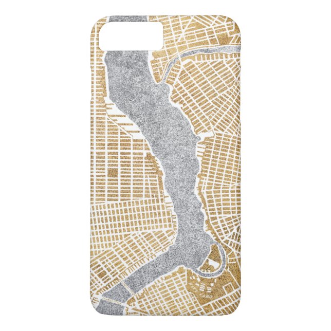 Capa Para iPhone, Case-Mate Mapa dourado da cidade de New York (Verso)