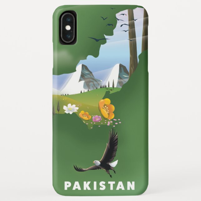 Capa Para iPhone, Case-Mate Mapa ilustrado de viagem do Paquistão. (Verso)