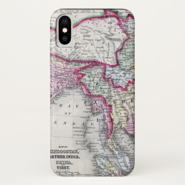 Capa Para iPhone, Case-Mate Mapa | India, Tibet, China & SE Ásia de Mitchell (Verso)