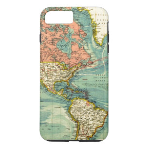 Capa iPhone 8 Plus/7 Plus Mapa Mundial Apresentando os Estados Unidos