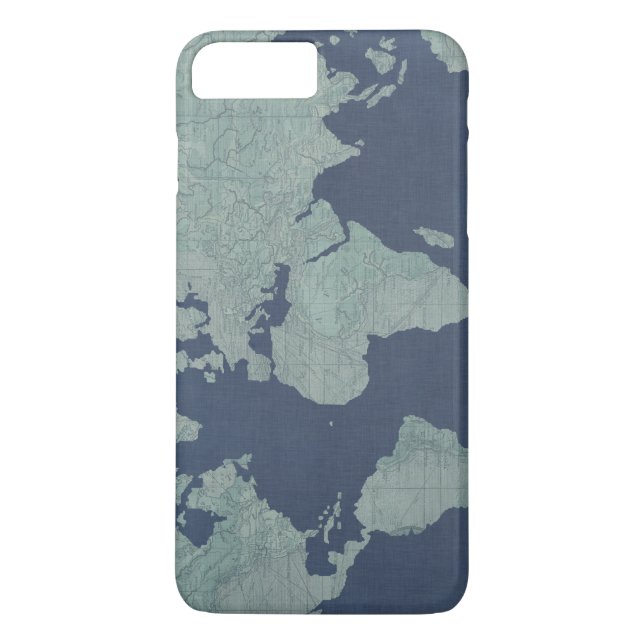 Capa Para iPhone, Case-Mate Mapa Mundial de Linen Azul (Verso)
