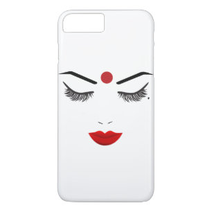 Capa iPhone 8 Plus/7 Plus Maquiagem Hindu Dot Beauty Face Cílios & Lábios Ve