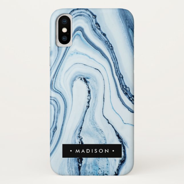 Capa Para iPhone, Case-Mate Marble Azul Personalizado (Verso)