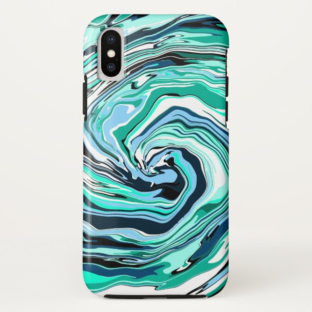 Capa Para iPhone, Case-Mate Marble Swirls Azul e/teal (Verso)