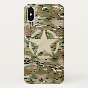 Capa Para iPhone X Marca de estrela no estilo de camuflagem de burlap