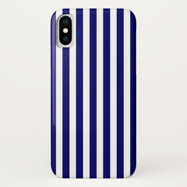 Capa Para iPhone, Case-Mate Marinho azul e faixas brancas de doces (Verso)