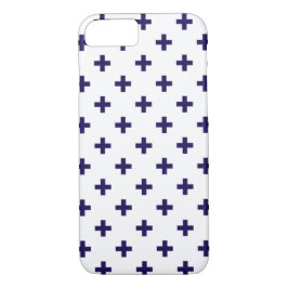 Capa iPhone 8/ 7 Marinho azul polka cruza em branco