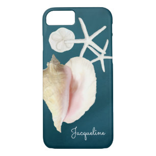 Capa Para iPhone Da Case-Mate Marinho Blue Seashell Modern Beach Conch Starfish