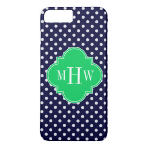 Capa Para iPhone Da Case-Mate Marinho Bolinhas branca Emerald Quatrefoil 3 Monog