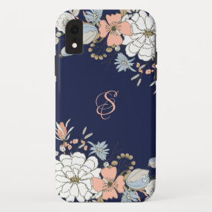Capa Para iPhone Da Case-Mate Marinho Cor-de-Rosa Azul Floral Personalizado